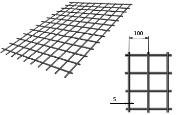 Сетка сварная дорожная 100х100х5 мм в карте 2х6м